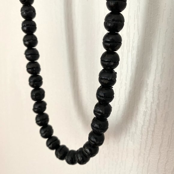 Vintage Club Monaco Black Leather Beaded Extra Long Necklace - Picture 4 of 16